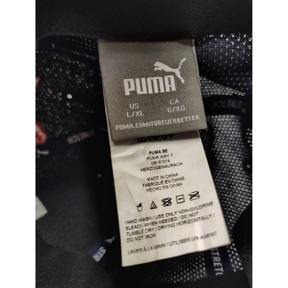 Puma Mens Navy Blue Mesh Stretch Fit Baseball Hat Embroidered Logo Size L/XL